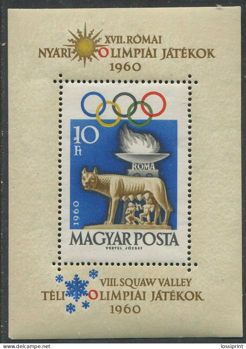 Hungary:Unused Block XVII Olympic Games In Rome 1960, MNH - Sommer 1960: Rom