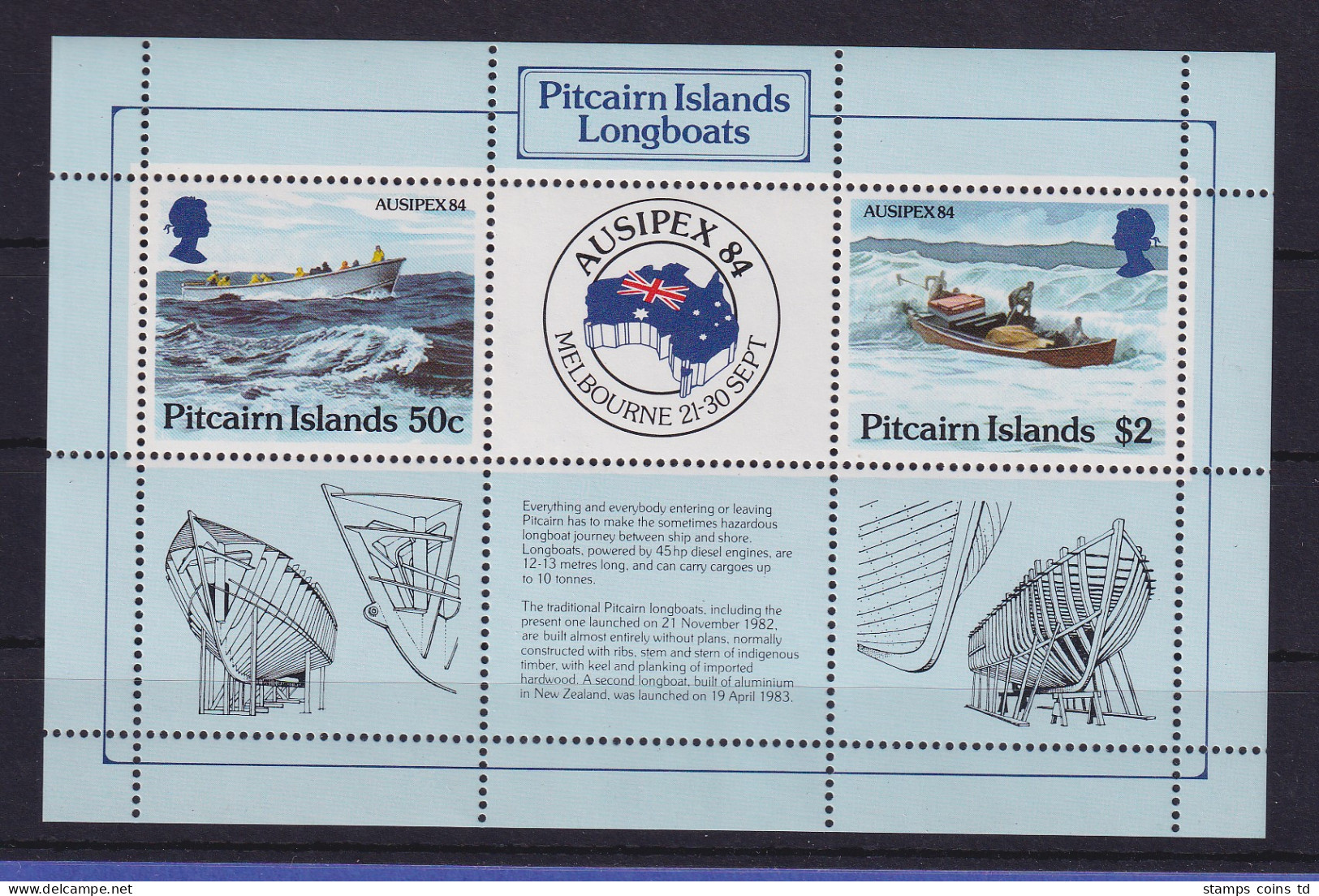 Pitcairn Islands 1984 Briefmarkenausstellung AUSIPEX 84 Mi.-Nr. Block 7 ** - Pitcairn Islands