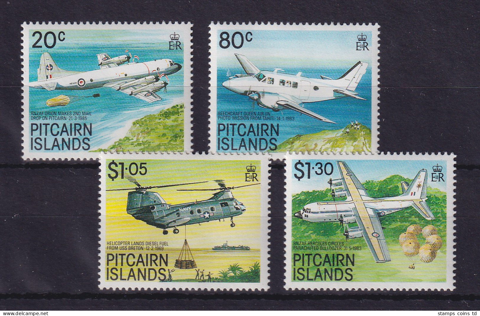 Pitcairn Islands 1989 Flugzeuge Und Helikopter Mi.-Nr. 342-345 Postfrisch ** - Pitcairn
