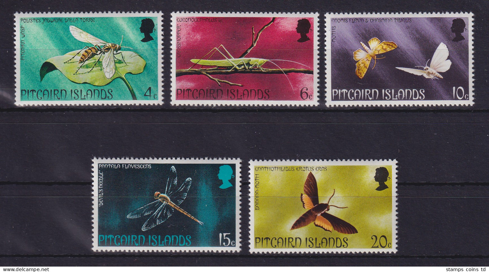 Pitcairn Islands 1975 Insekten Mi.-Nr. 151-155 Postfrisch ** - Pitcairn Islands