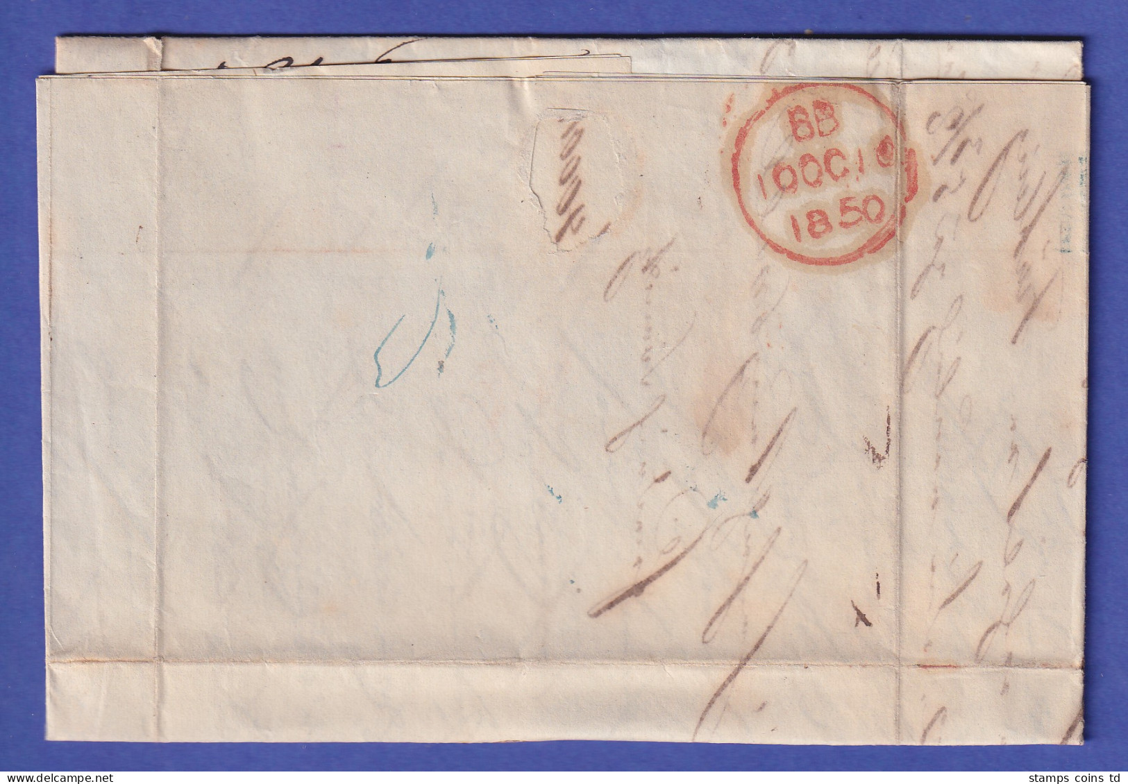 Sachsen Brief Mit Zweikreis-O LEIPZIG Nach London 1850 - Autres & Non Classés