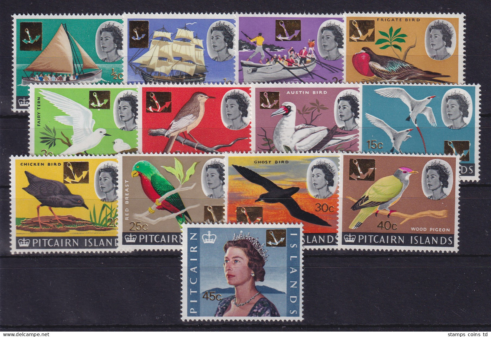 Pitcairn Islands 1967 Schiffe Und Vögel Mi.-Nr. 72-84 Postfrisch ** - Islas De Pitcairn