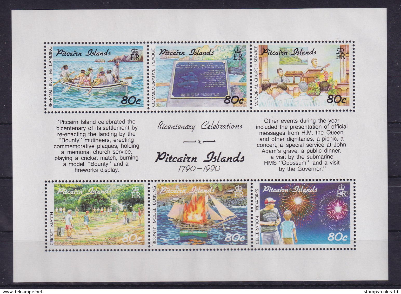 Pitcairn Islands 1991 200-Jahr-Feier Pitcairns Mi.-Nr. Block 14 Postfrisch ** - Pitcairninsel