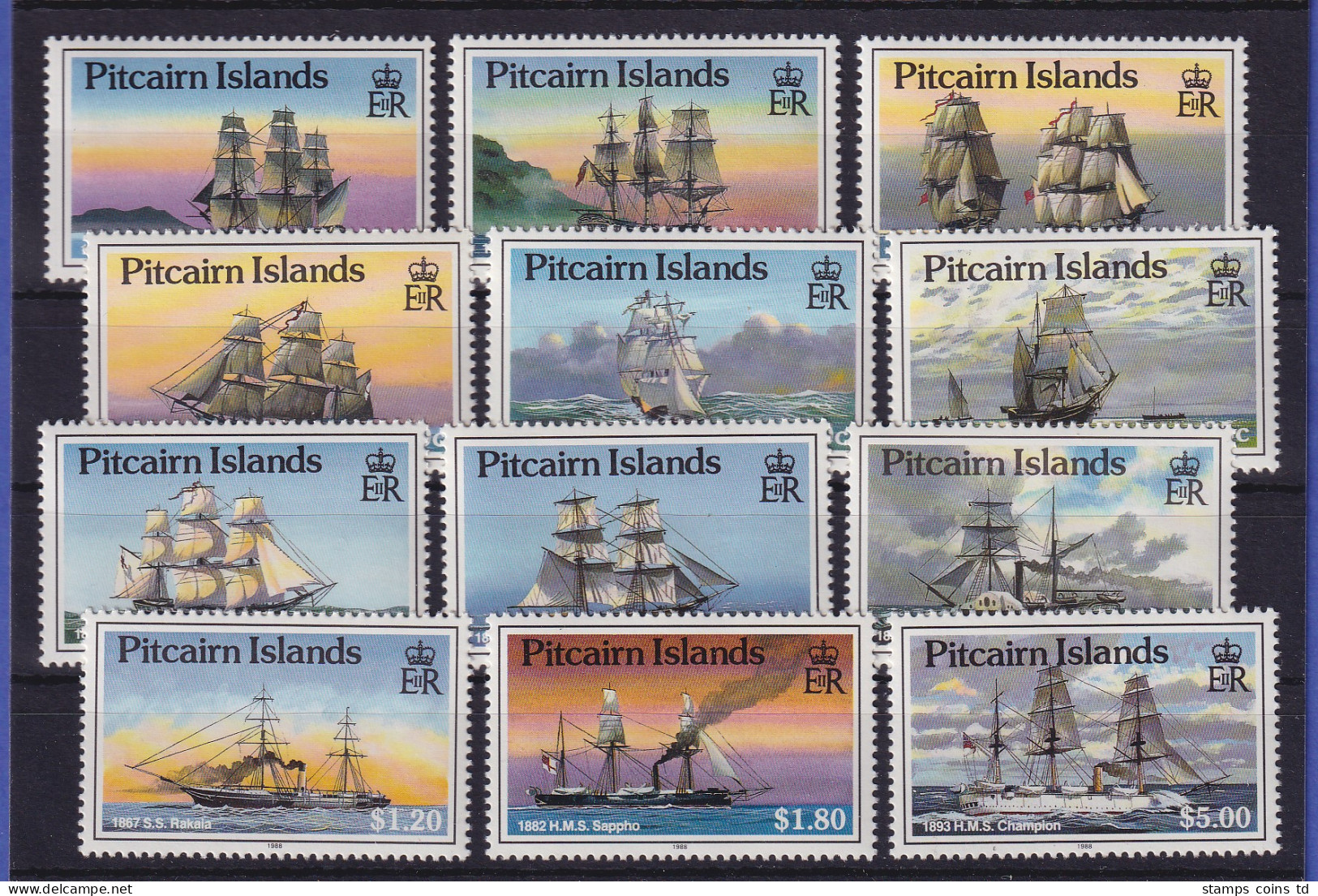 Pitcairn Islands 1988 Segelschiffe Mi.-Nr. 308-319 Postfrisch ** - Pitcairn Islands