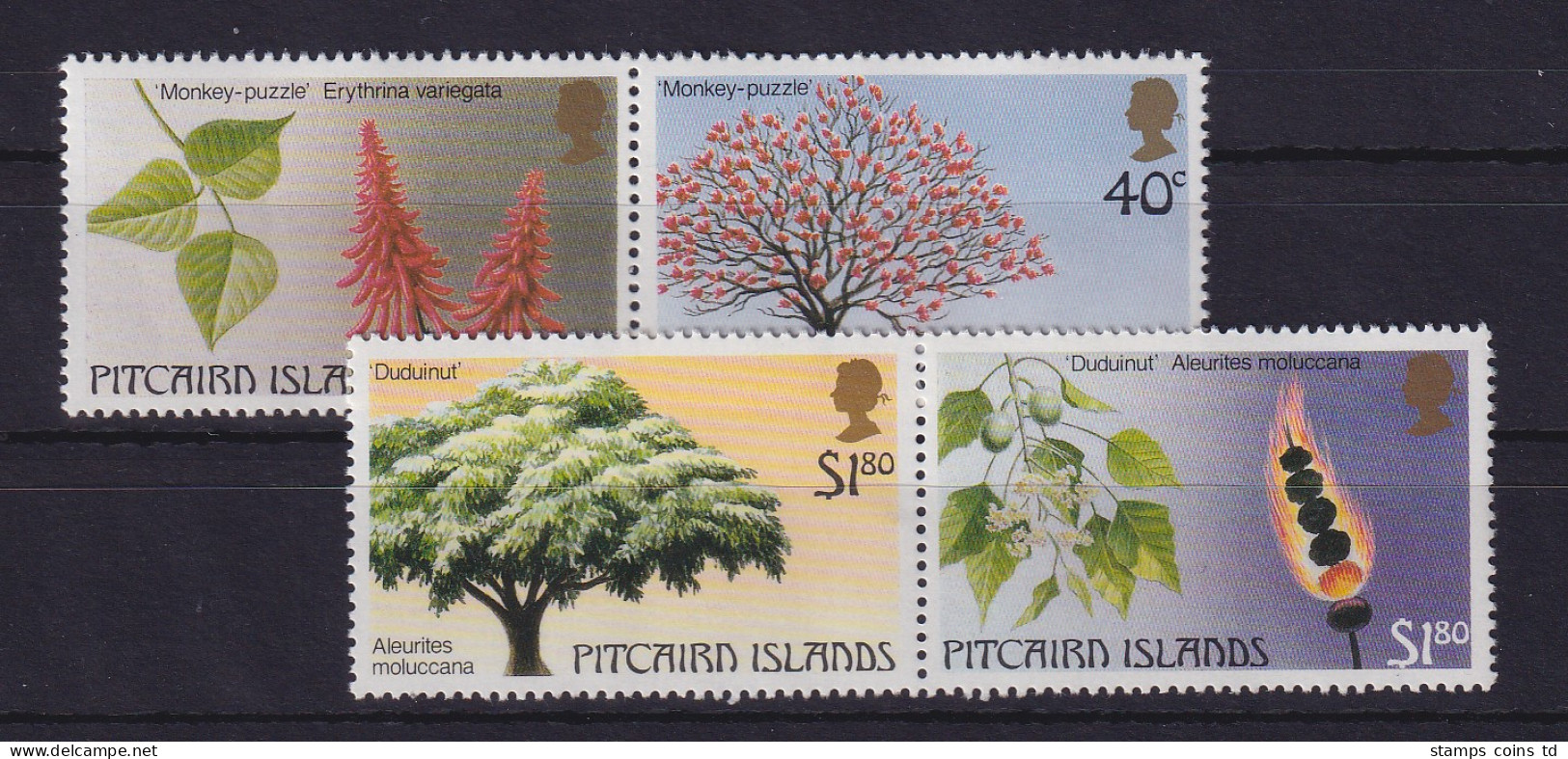 Pitcairn Islands 1987 Einheimische Bäume Mi.-Nr. 297-300 Postfrisch ** - Pitcairn