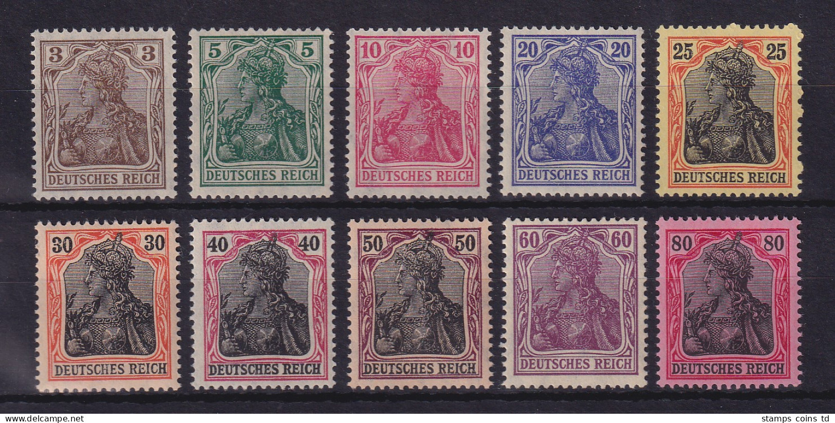 Dt. Reich 1915 Germania Mi.-Nr. 84-93 II Satz Kpl.  Postfrisch ** - Unused Stamps