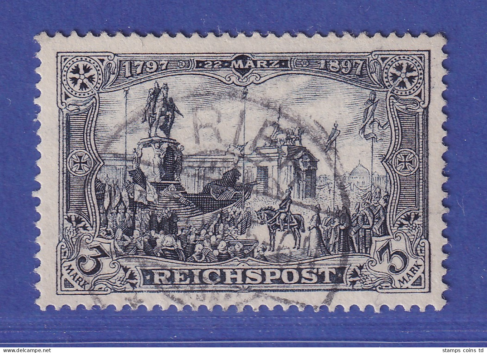 Dt. Reich 1900 REICHSPOST 3 Mark  Mi.-Nr. 65 I O TRIER Gpr. PFENNINGER - Gebraucht