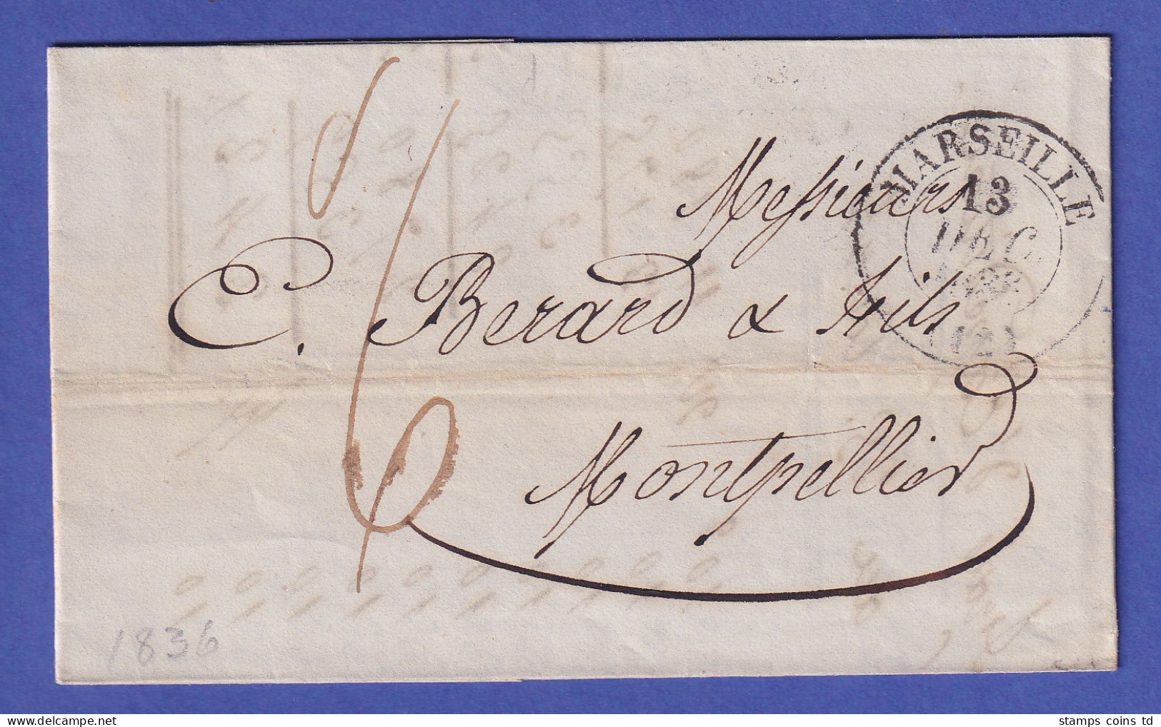 Frankreich Vorphila-Brief Mit Zweikreis-O MARSEILLE Nach Montpellier 1836 - Altri - Europa