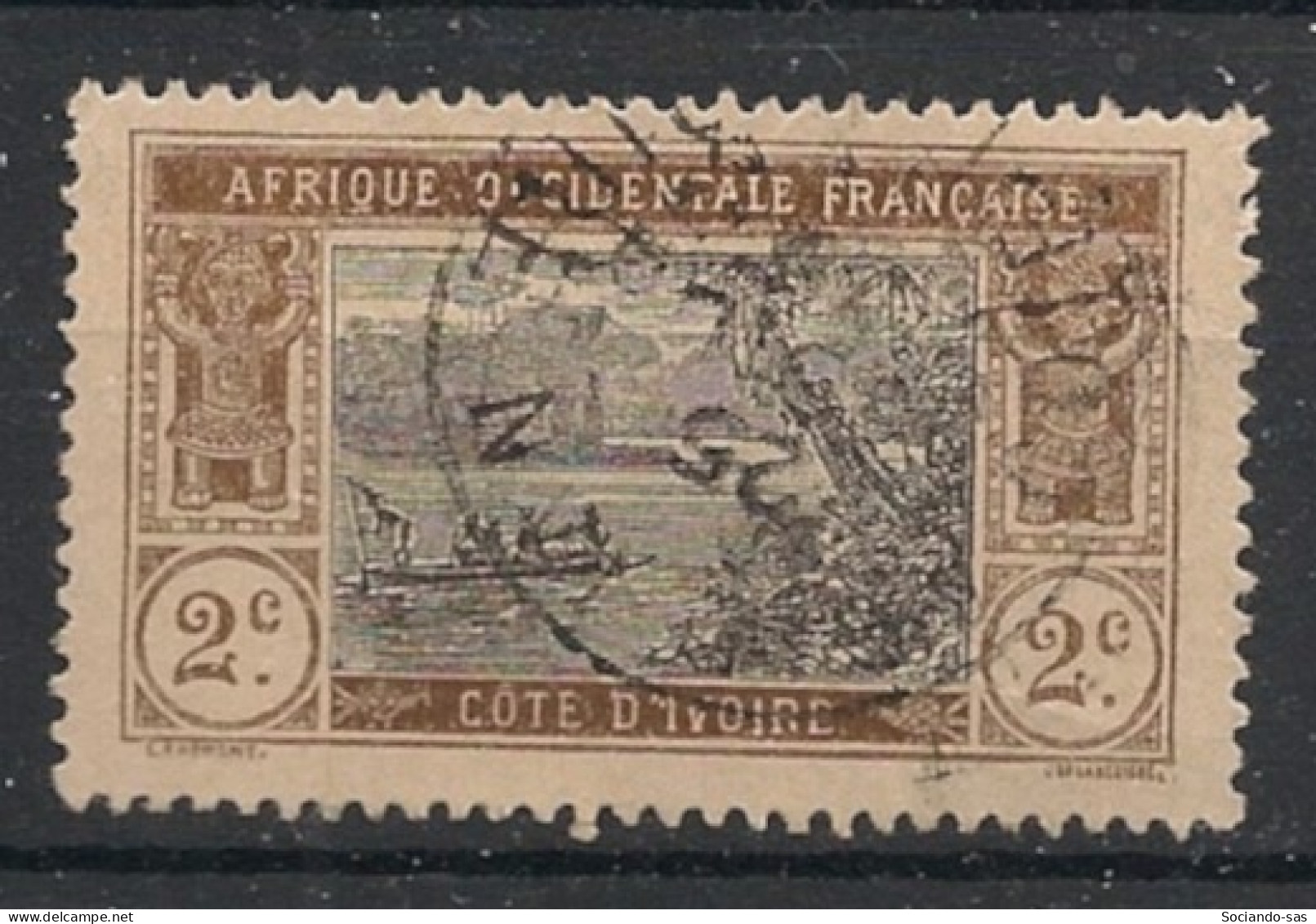 COTE D'IVOIRE - 1913-17 - N°YT. 42 - Lagune Ebrié 2c Brun - Oblitéré / Used - Used Stamps