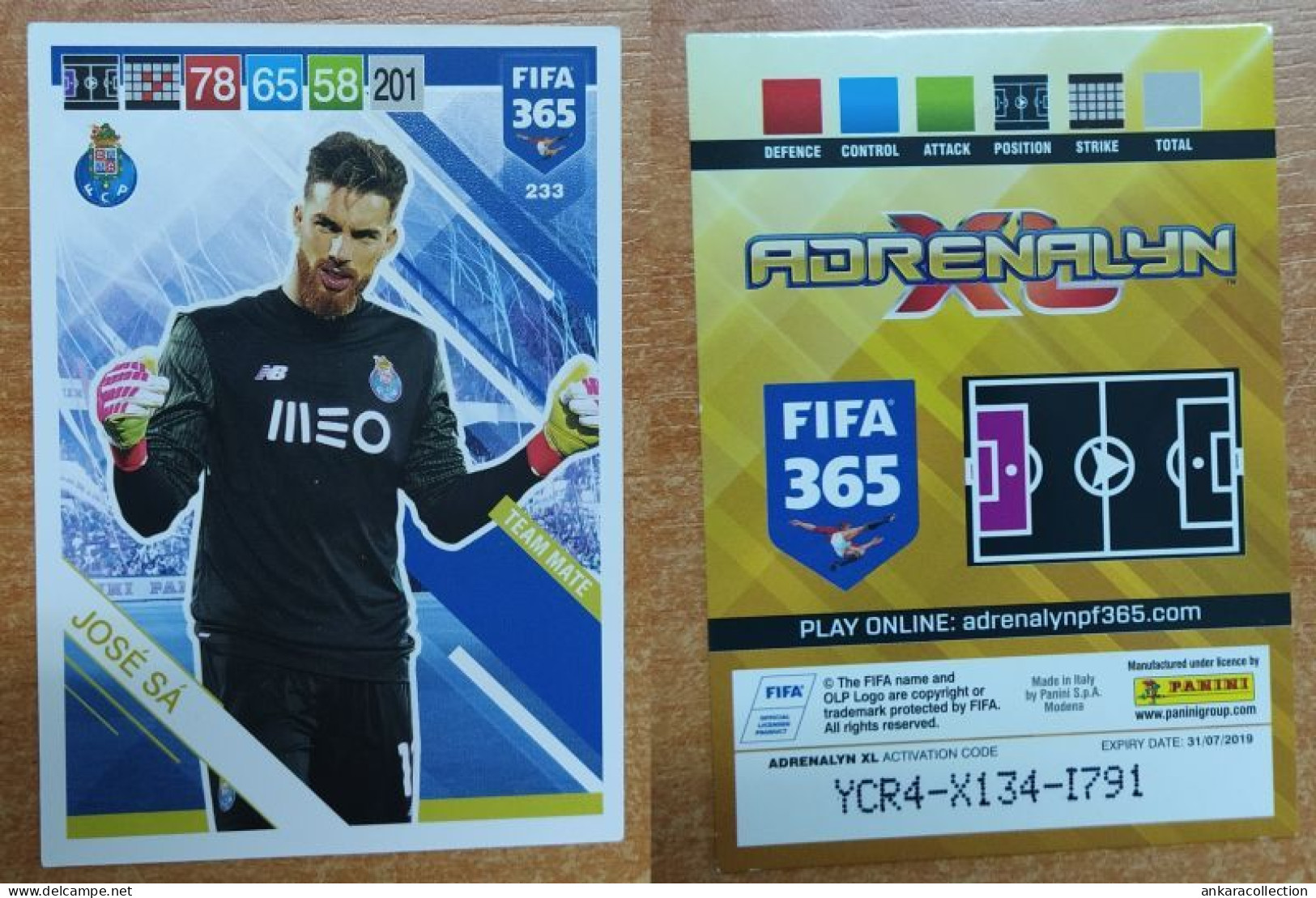 AC - 233 JOSE SA  FCP TEAM MATE  PANINI FIFA 365 2019 ADRENALYN TRADING CARD - Trading-Karten