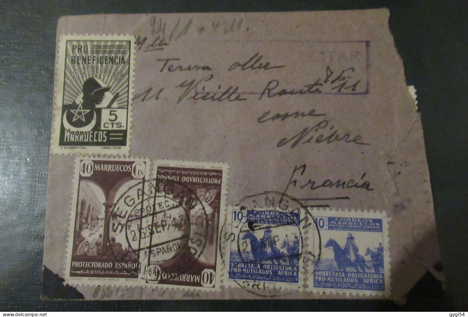 Maroc Protectorat Espagnol FRAGMENT DE COLIS CENSURE DU 28 09 1943 Pour COSNE Dans La Nièvre - Brieven En Documenten