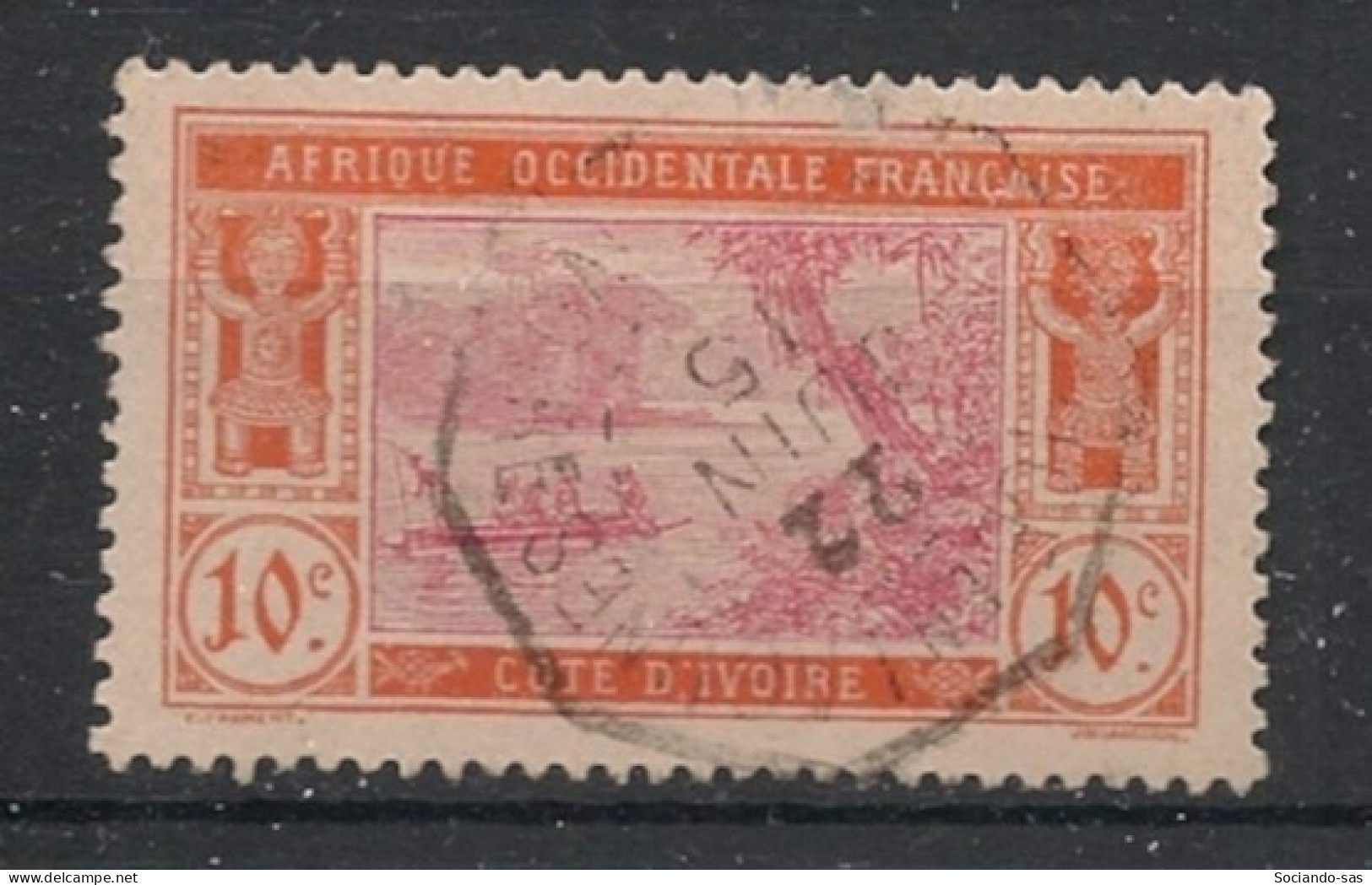 COTE D'IVOIRE - 1913-17 - N°YT. 45 - Lagune Ebrié 10c Rouge-orange - Oblitéré / Used - Gebraucht