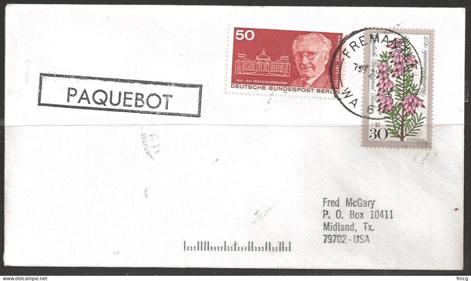 1979 Paquebot Cover, Germany Stamps Used In Fremantle WA, Australia - Storia Postale