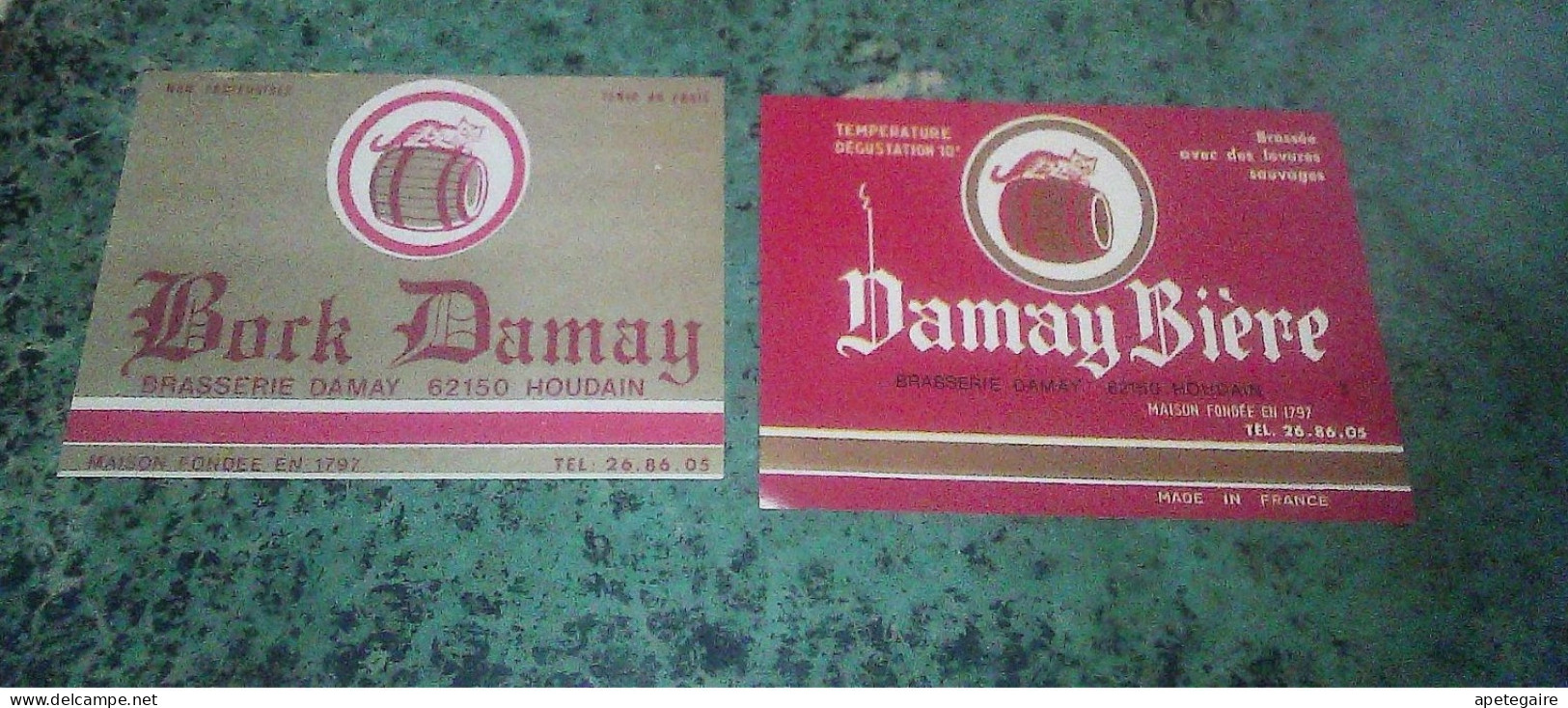 Houdain  Brasserie De Damay Lot Anciennes étiquettes De Bière à La Levure Sauvage X 2  Différentes - Birra