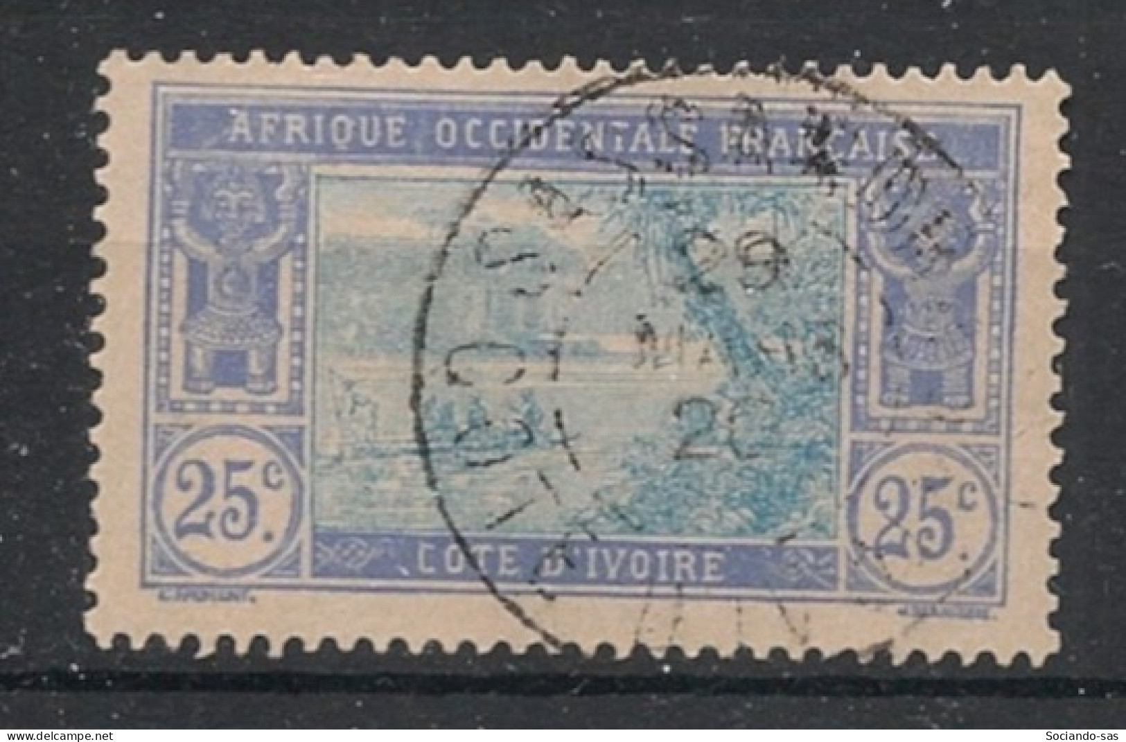 COTE D'IVOIRE - 1913-17 - N°YT. 48 - Lagune Ebrié 25c Bleu - Oblitéré / Used - Gebraucht