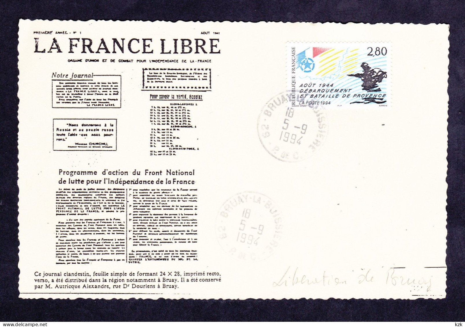 2 08	19	-	50ème Anniversaire Du Débarquement - Bruay 5/09/1994 - 2. Weltkrieg