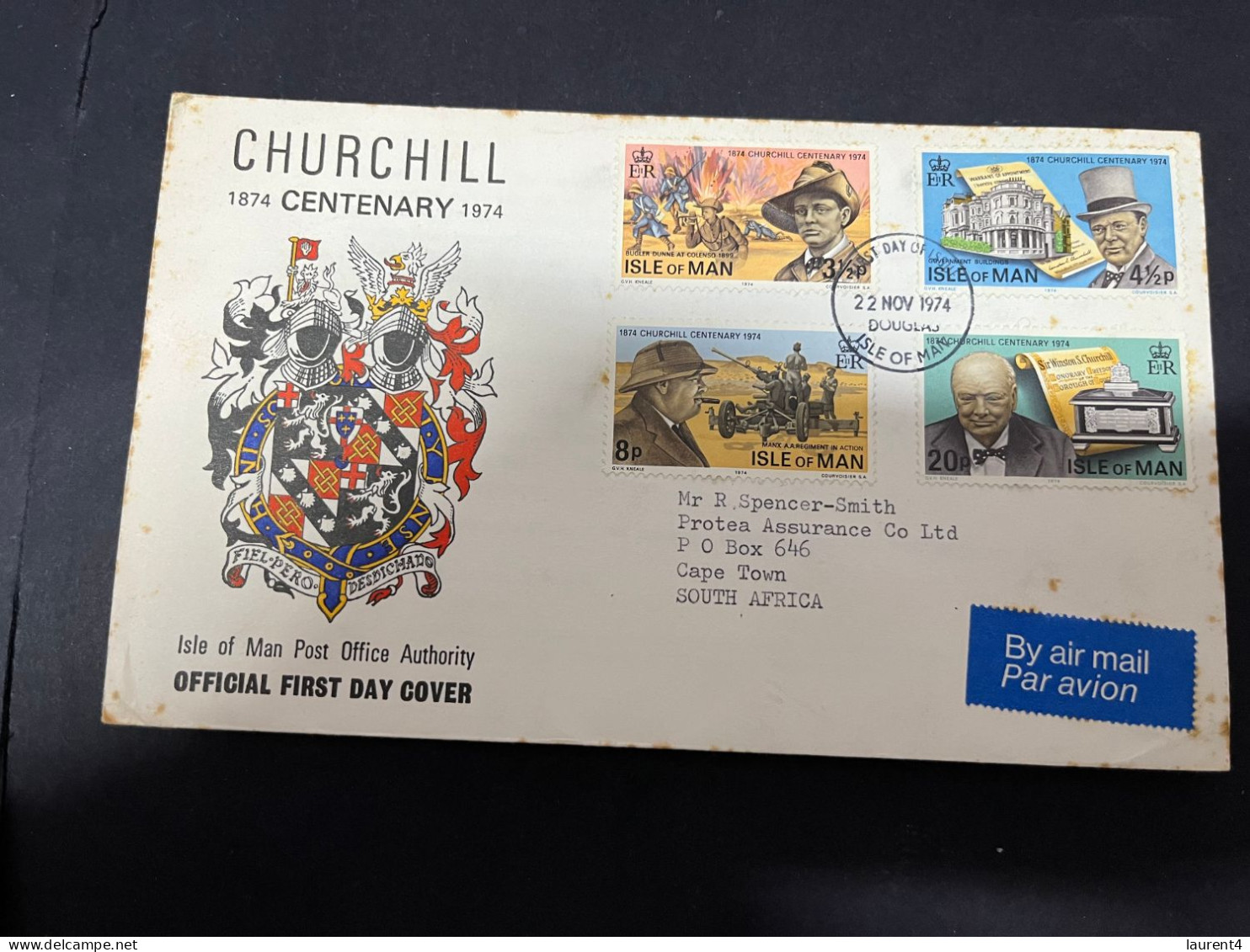 8-5-2024 (4 Z 29)  FDC (Isle Of Man) - Churchill Anniversary  ( Some Rust ) - Man (Ile De)
