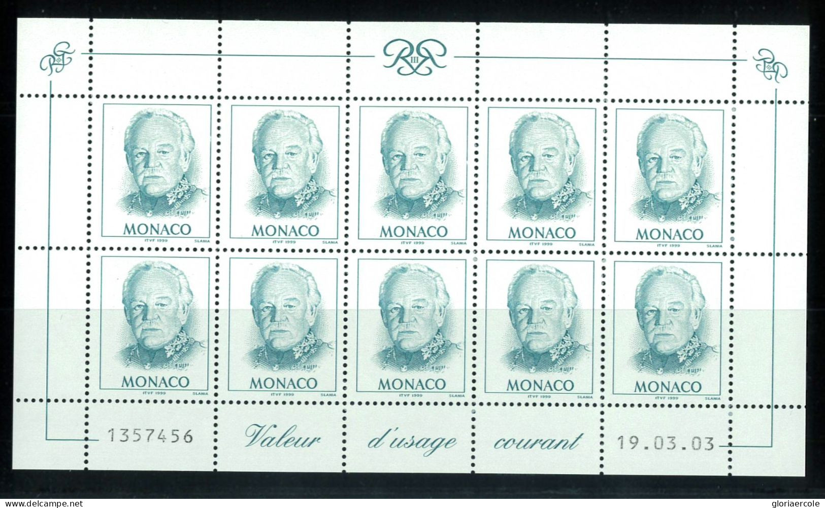 P3078 - MONACO Yvert 2182 A In Small Miniature Sheet Of 10 - Unused Stamps