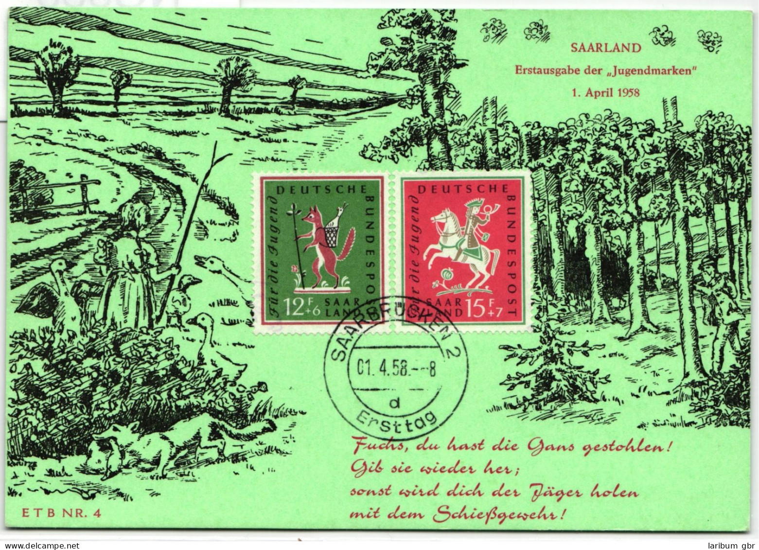 Saarland 433-434 Auf Postkarte Maximumkarte Mit ESt #NG535 - Andere & Zonder Classificatie