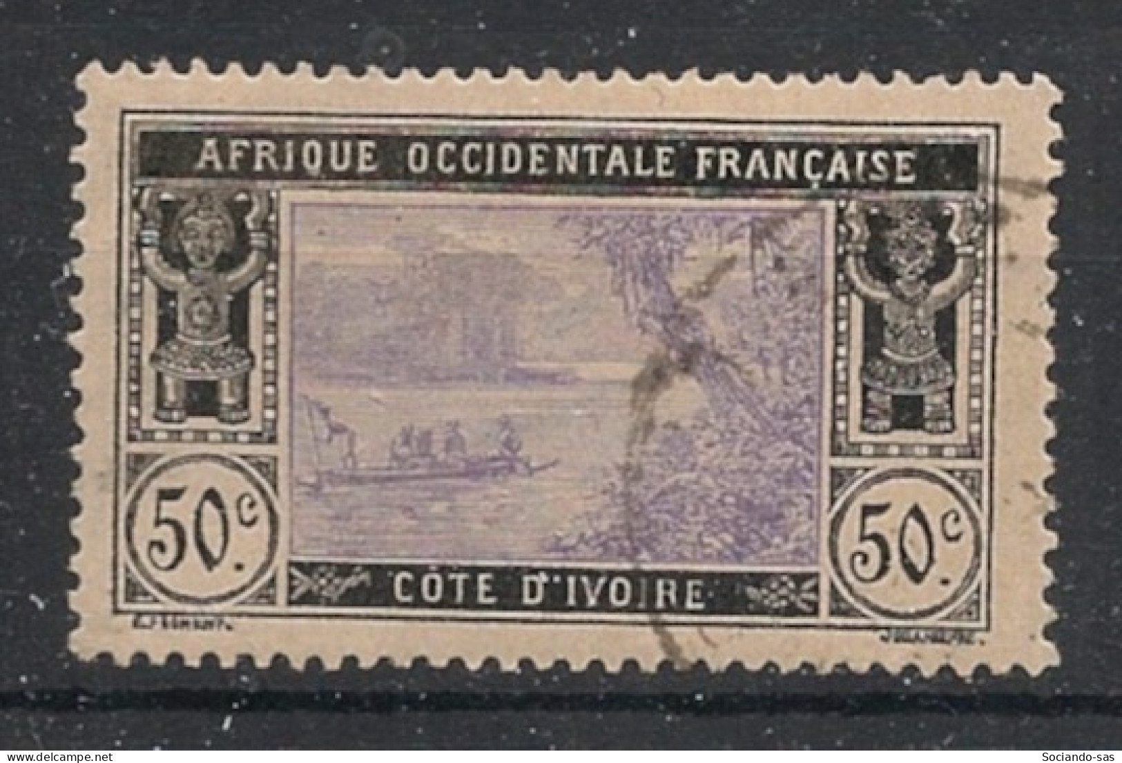 COTE D'IVOIRE - 1913-17 - N°YT. 53 - Lagune Ebrié 50c Noir - Oblitéré / Used - Used Stamps