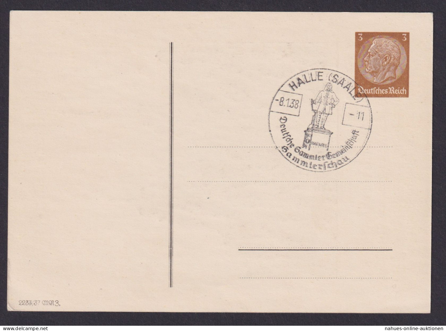 Deutsches Reich Privatganzsache Philatelie Halle Tag Der Briefmarke Sammlerschau - Other & Unclassified