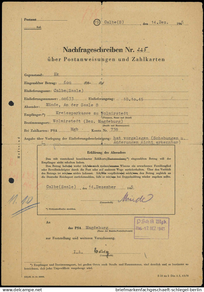 SBZ - Provinz Sachsen, 1945, 84Xa, Brief - Otros & Sin Clasificación