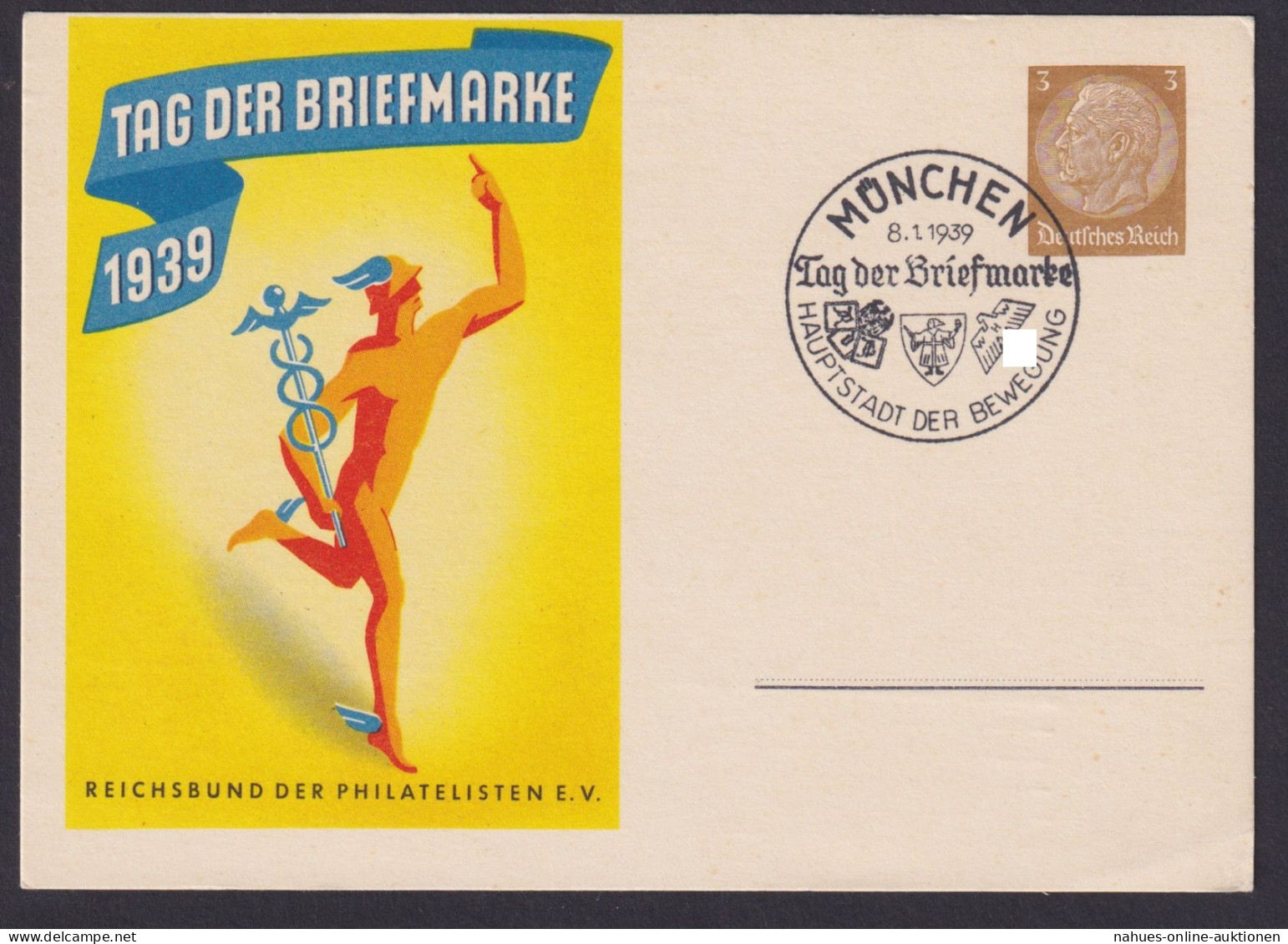 Deutsches Reich Privatganzsache Philatelie Tag Der Briefmarke SST München 1939 - Lettres & Documents