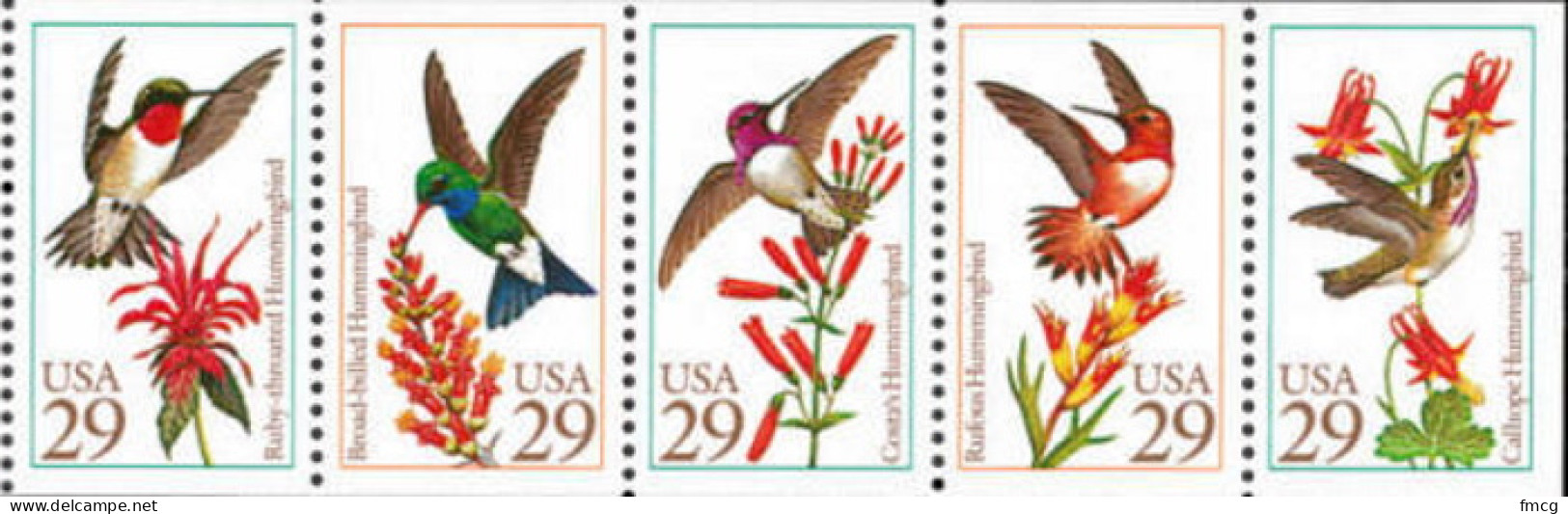 1992 29 Cents Hummingbirds, Booklet Pane Of 5, MNH - Nuovi