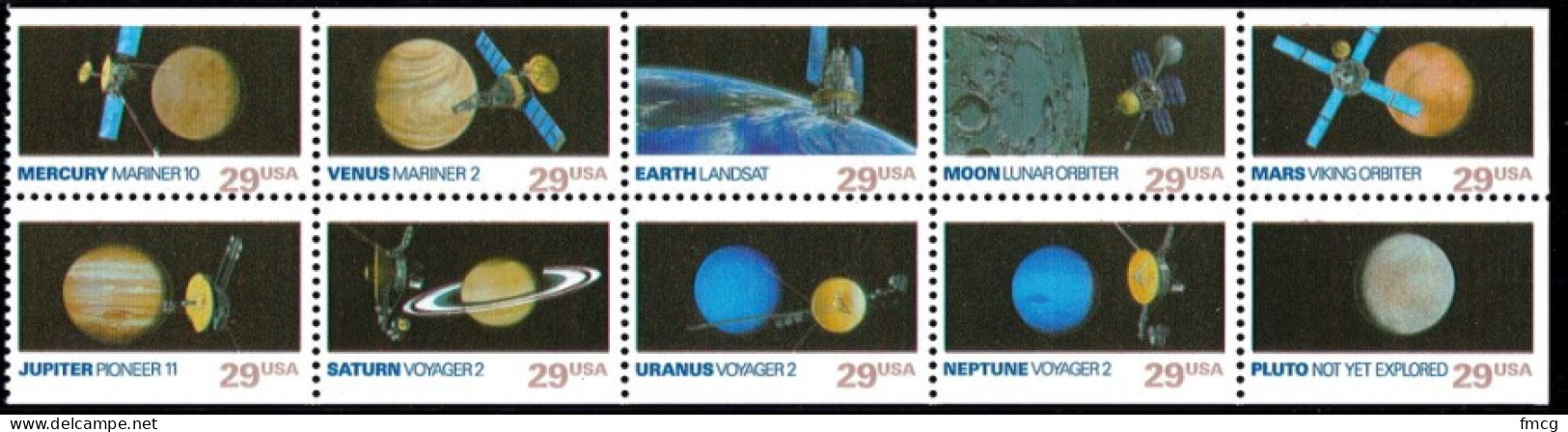 1991 29 Cents Space Exploration, Booklet Pane Of 10, MNH - Ongebruikt