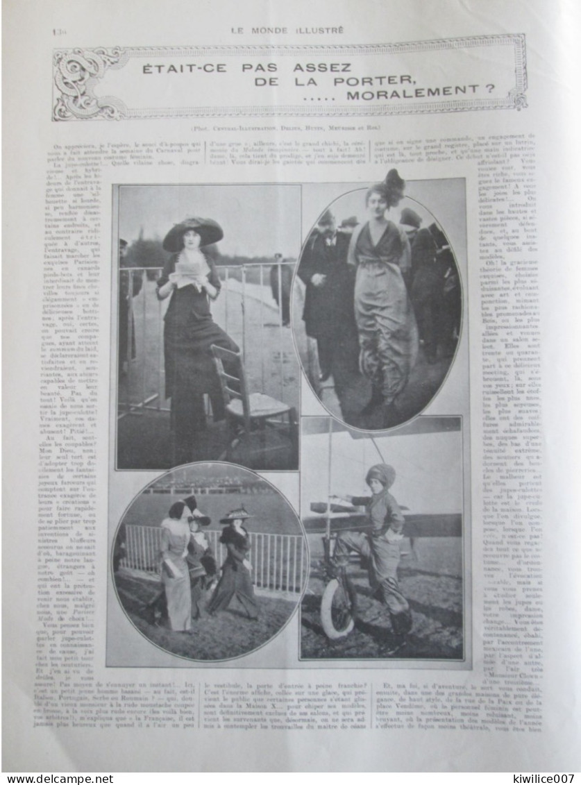 1911 Le Pantalon Chez La Femme Jugement Moral  Féminisme  Jupe Culotte Mode Femme Féminine Morale - Non Classés