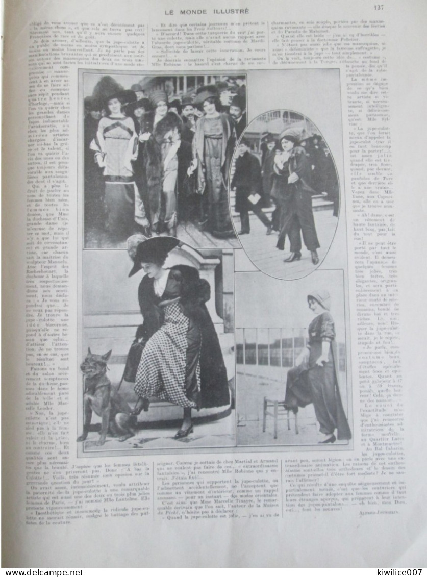 1911 Le Pantalon Chez La Femme Jugement Moral  Féminisme  Jupe Culotte Mode Femme Féminine Morale - Non Classés