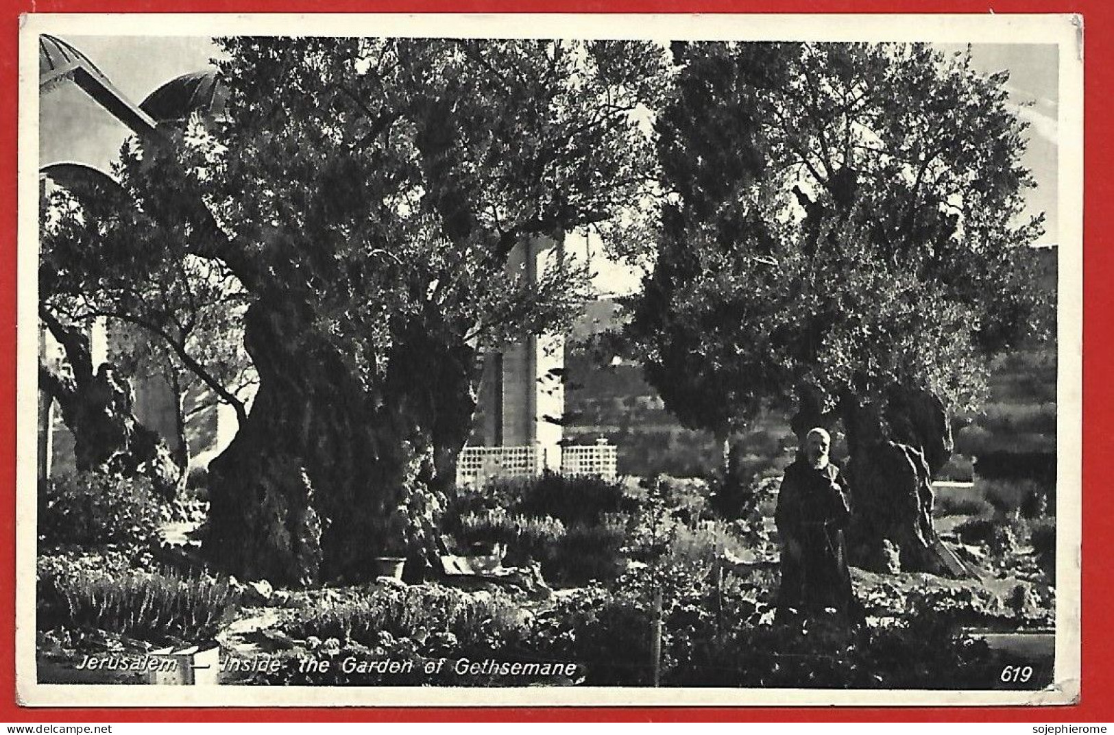 Jérusalem Inside The Garden Of Gethsemane L'intérieur Du Jardin De Gethsemani 2scans 19-04-1933 Timbre Palestine - Israel