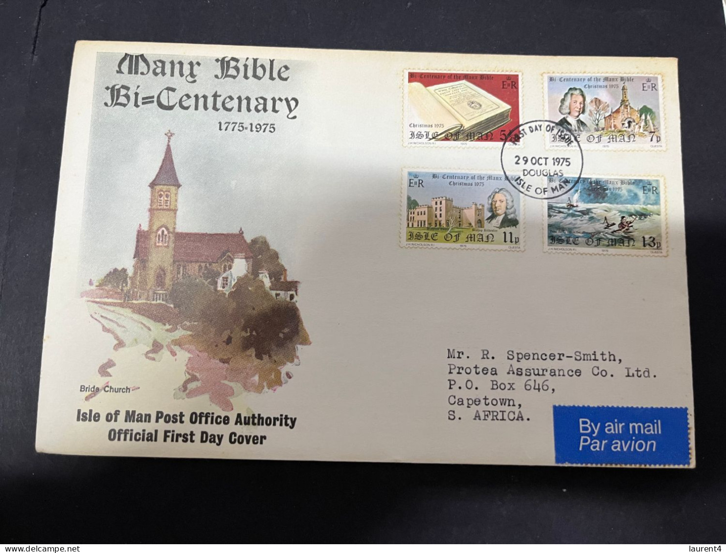 8-5-2024 (4 Z 29)  FDC (Isle Of Man) Manx Bible Bi-Centenary ( Some Rust ) 2 Covers (19 X 11,5 Cm) - Man (Eiland)