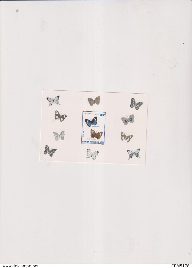 TP-BLOC N°23-épreuve Non Dentelée-REPUBLIQUE DU CONGO-XX-TTB-1980 - Schmetterlinge