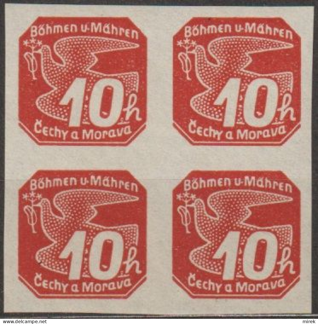 025/ Pof. NV 5, Brownish Red, 4-block - Unused Stamps