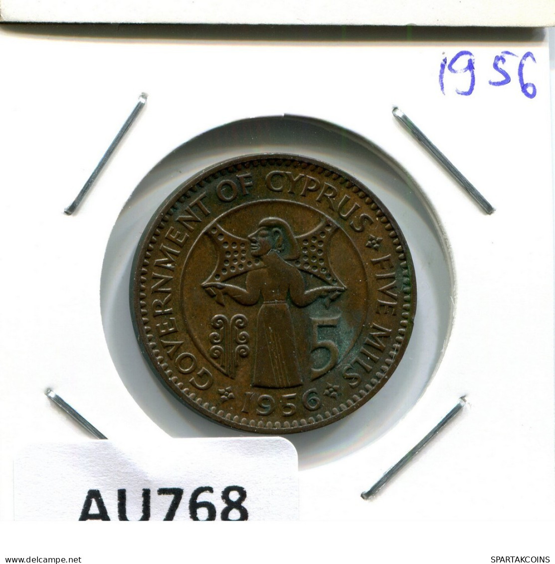 5 MILS 1956 ZYPERN CYPRUS Münze #AU768.D.A - Zypern