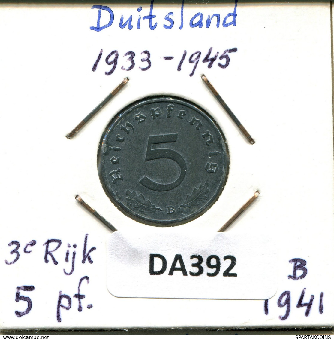 5 REICHSPFENNIG 1941 B ALEMANIA Moneda GERMANY #DA392.2.E.A - 5 Reichspfennig