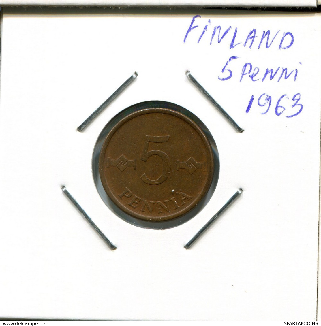5 PENNY 1963 FINLANDIA FINLAND Moneda #AR334.E.A - Finlande