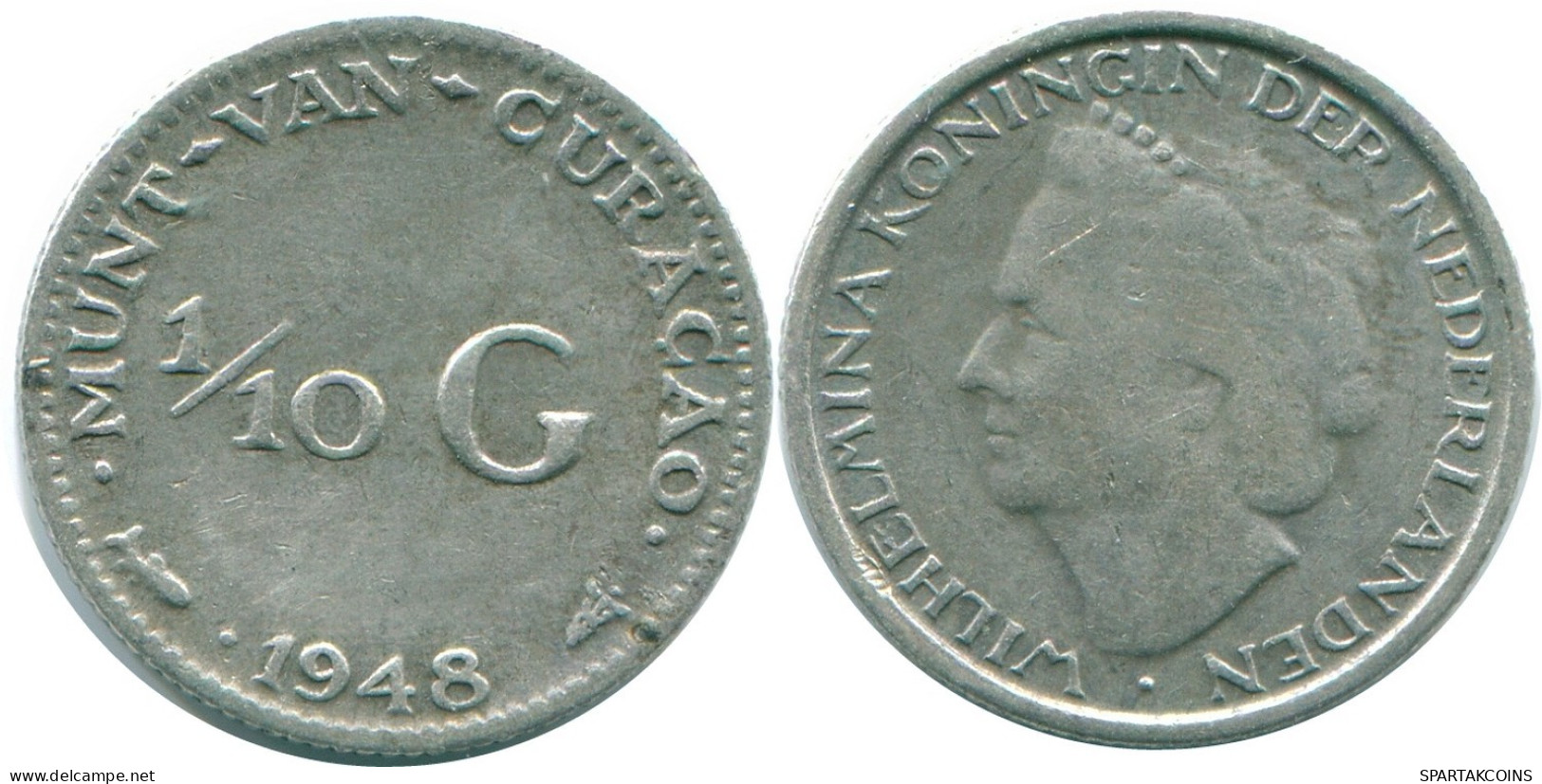 1/10 GULDEN 1948 CURACAO NEERLANDÉS NETHERLANDS PLATA #NL11926.3.E.A - Curacao