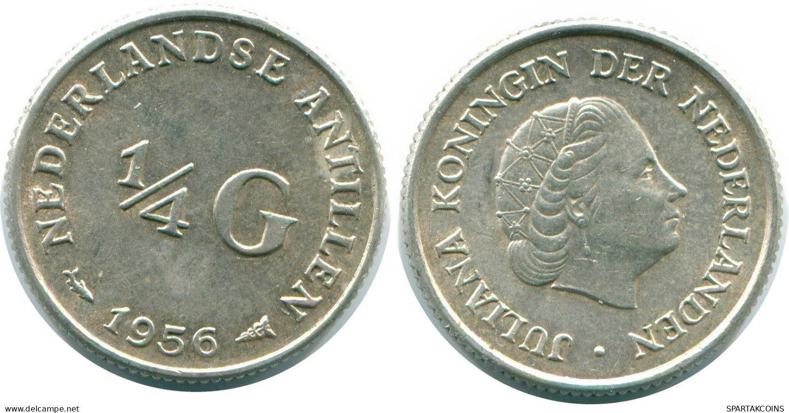 1/4 GULDEN 1956 NIEDERLÄNDISCHE ANTILLEN SILBER Koloniale Münze #NL10924.4.D.A - Antille Olandesi
