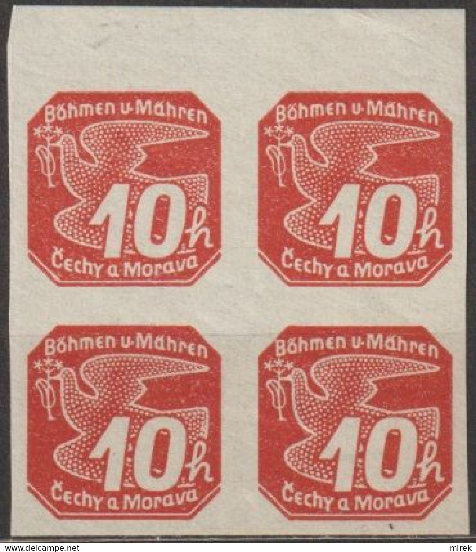 029/ Pof. NV 5, Brownish Red, Border 4-block - Neufs