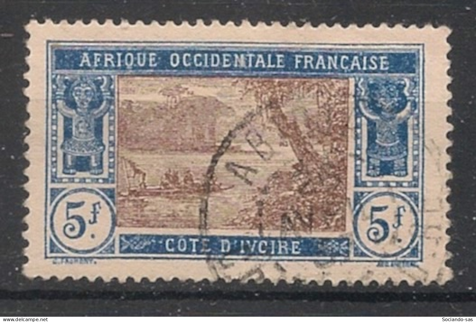 COTE D'IVOIRE - 1913-17 - N°YT. 57 - Lagune Ebrié 5f Bleu Et Brun - Oblitéré / Used - Gebraucht