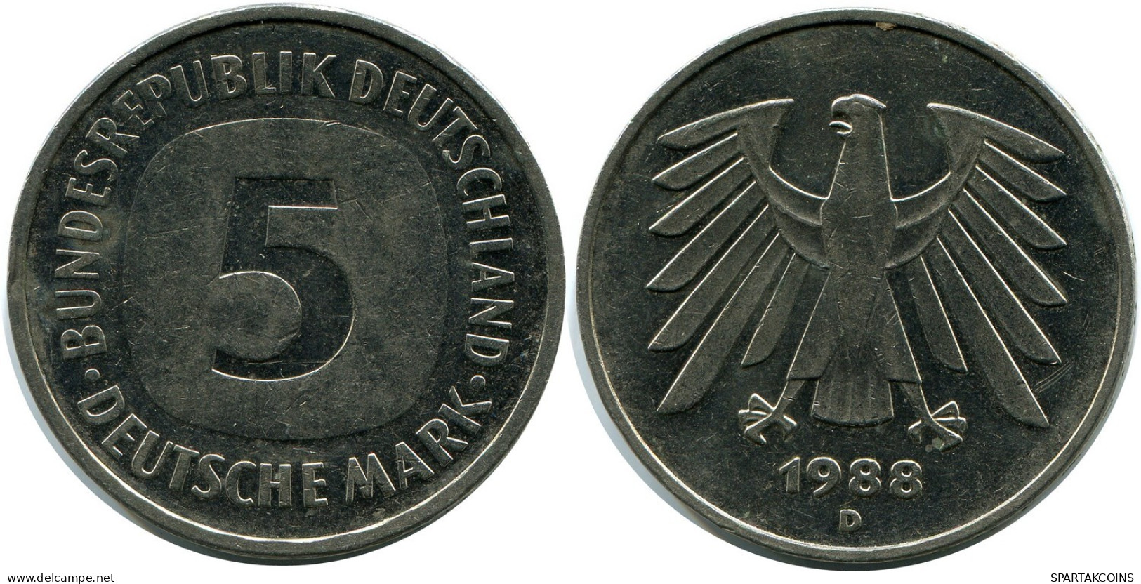 5 DM 1988 D BRD DEUTSCHLAND Münze GERMANY #AZ484.D.A - 5 Mark