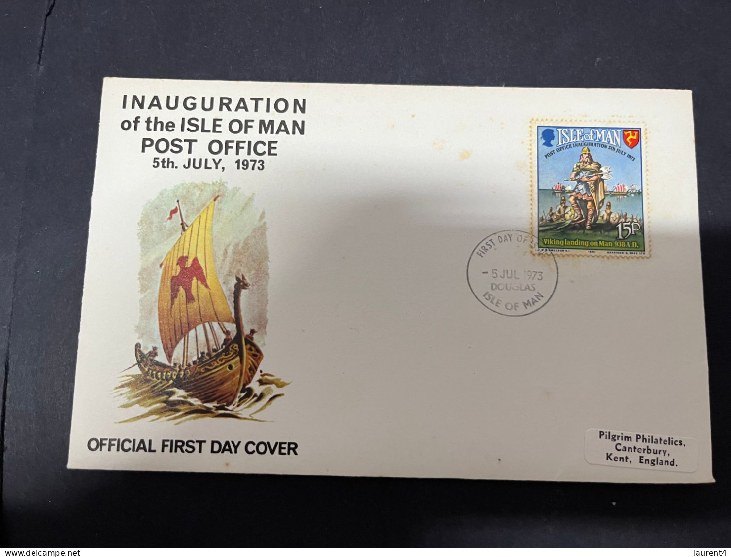 8-5-2024 (4 Z 29)  FDC (Isle Of Man) Europa 1973 - Post Office Inauguaration ( Some Rust ) (19 X 10,5 Cm) With Insert - Isla De Man