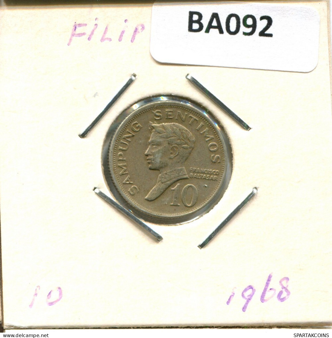10 SENTIMOS 1968 PHILIPPINES Coin #BA092.U.A - Filippine