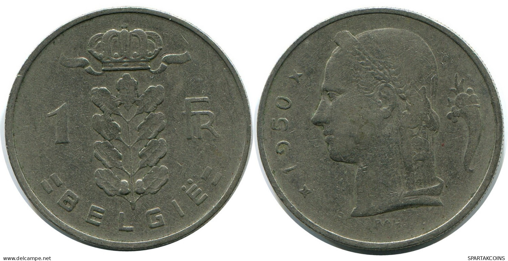 1 FRANC 1950 DUTCH Text BELGIUM Coin #AZ342.U.A - 1 Franc