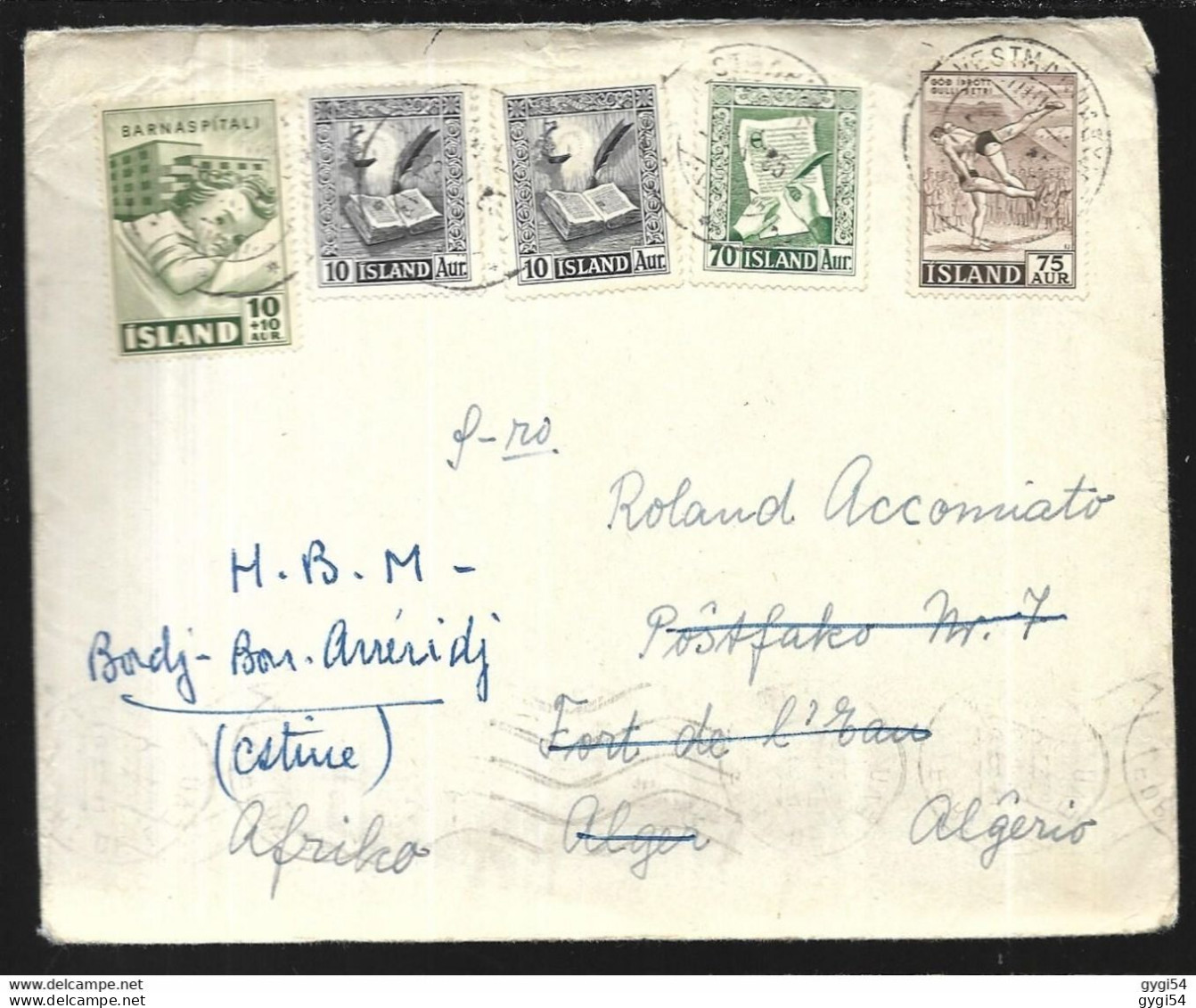 Islande Lettre 1955 Pour Alger - Covers & Documents