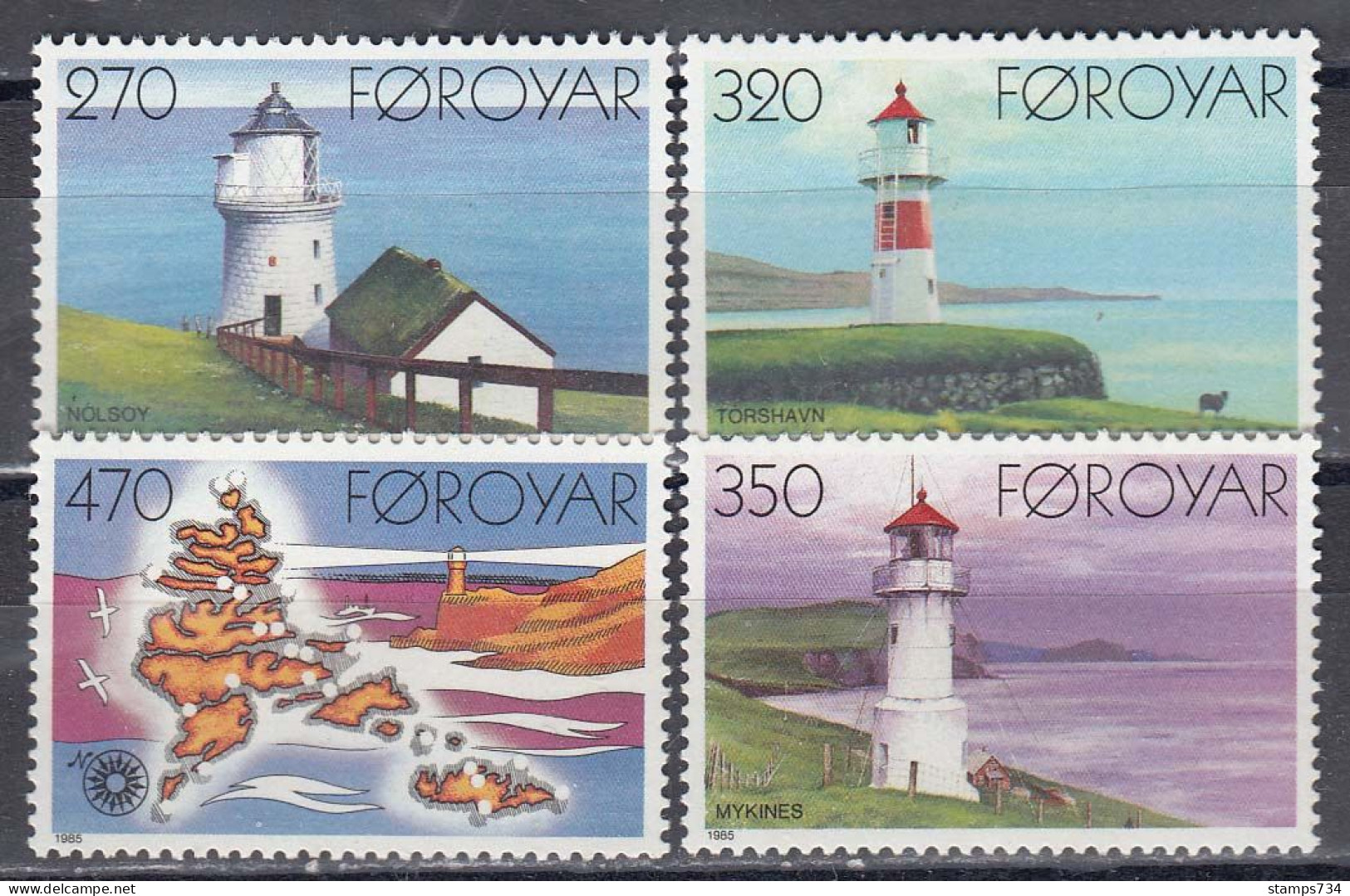 Faroe Islands 1985 - Lighthouses , Mi-Nr. 121/24, MNH** - Phares