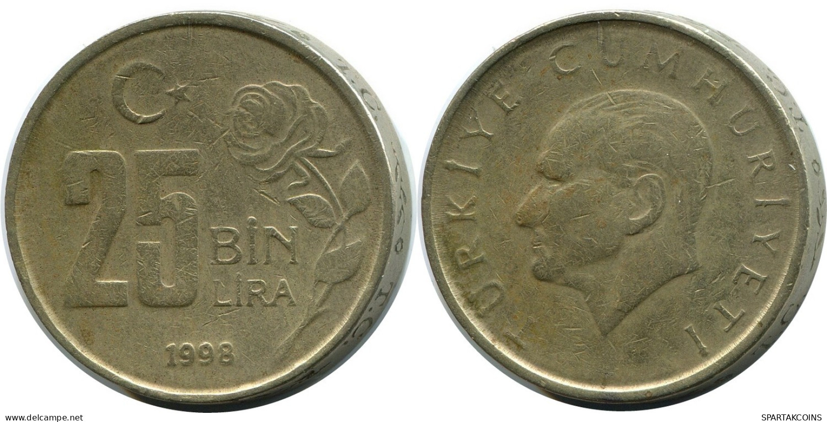 25 LIRA 1998 TURKEY Coin #AR251.U.A - Turquie