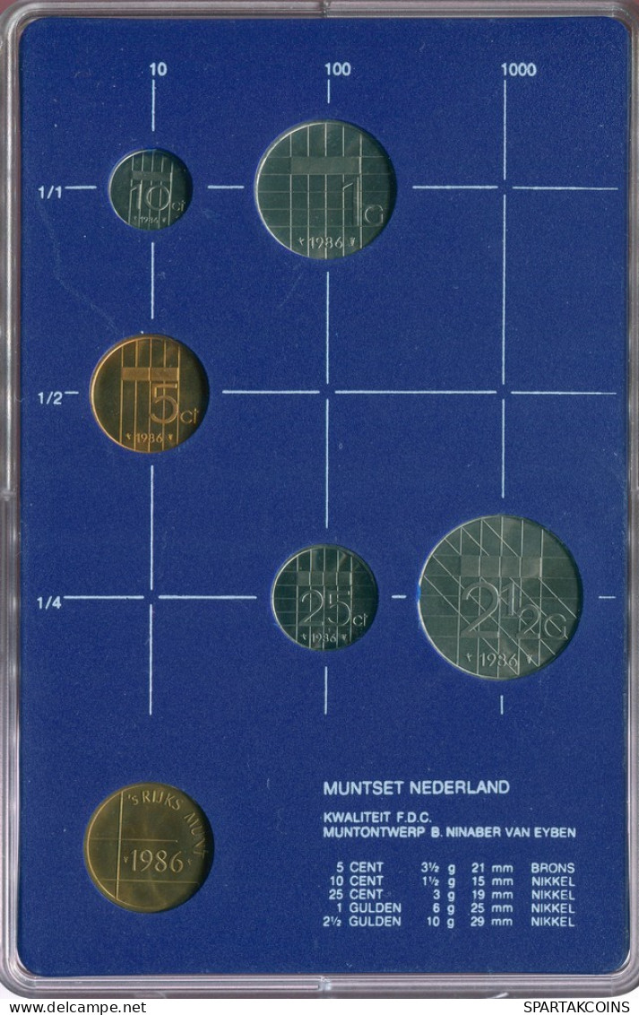 NETHERLANDS 1986 MINT SET 5 Coin + MEDAL #SET1096.5.U.A - Nieuwe Sets & Testkits